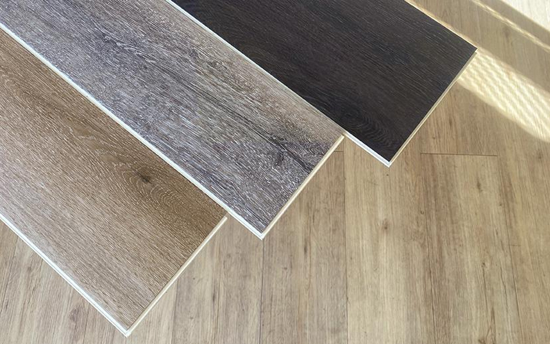 Flooring samples in several different colors.